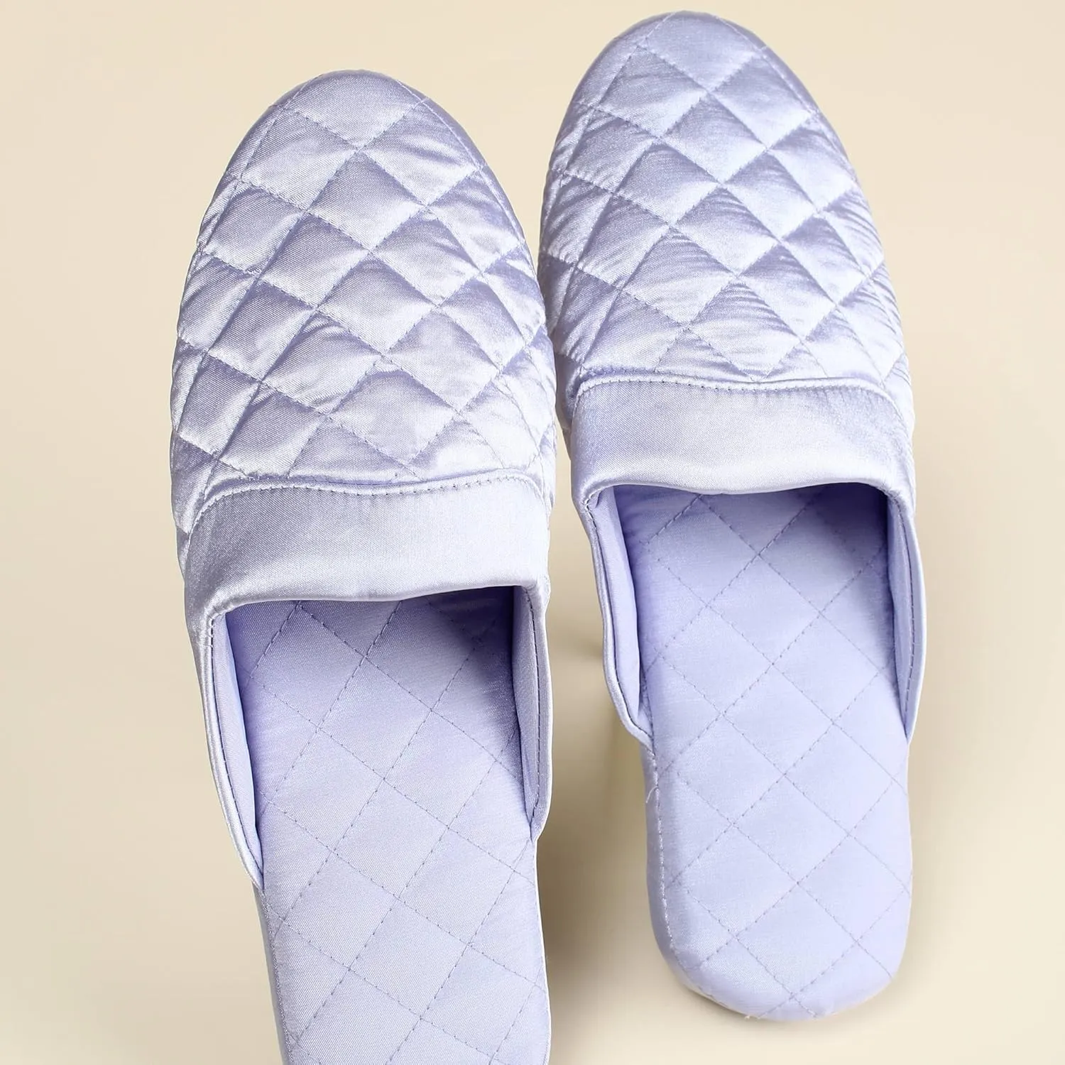 LMOY Elegant Satin Women's Slippers Indoor, Soft Cotton, Intricate Stitching, Lightweight Design, And Non-slip