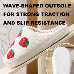 Loizziuy Strawberry Slippers Cute Fuzzy Slippers for Women Men Warm Slippers Winter Memory Foam Fluffy Warm House Shoes