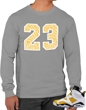 Long Sleeve T Shirt to Match Jordan 6 Yellow Ochre Men's Tees
