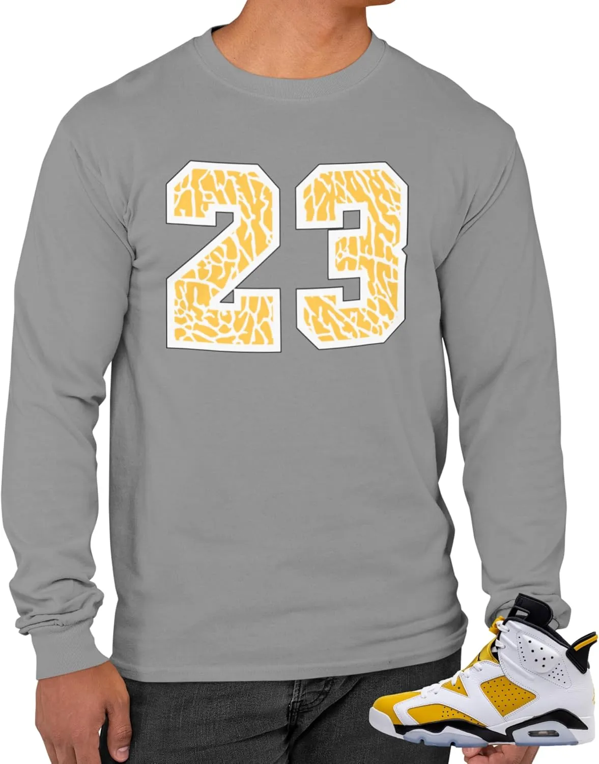 Long Sleeve T Shirt to Match Jordan 6 Yellow Ochre Men's Tees