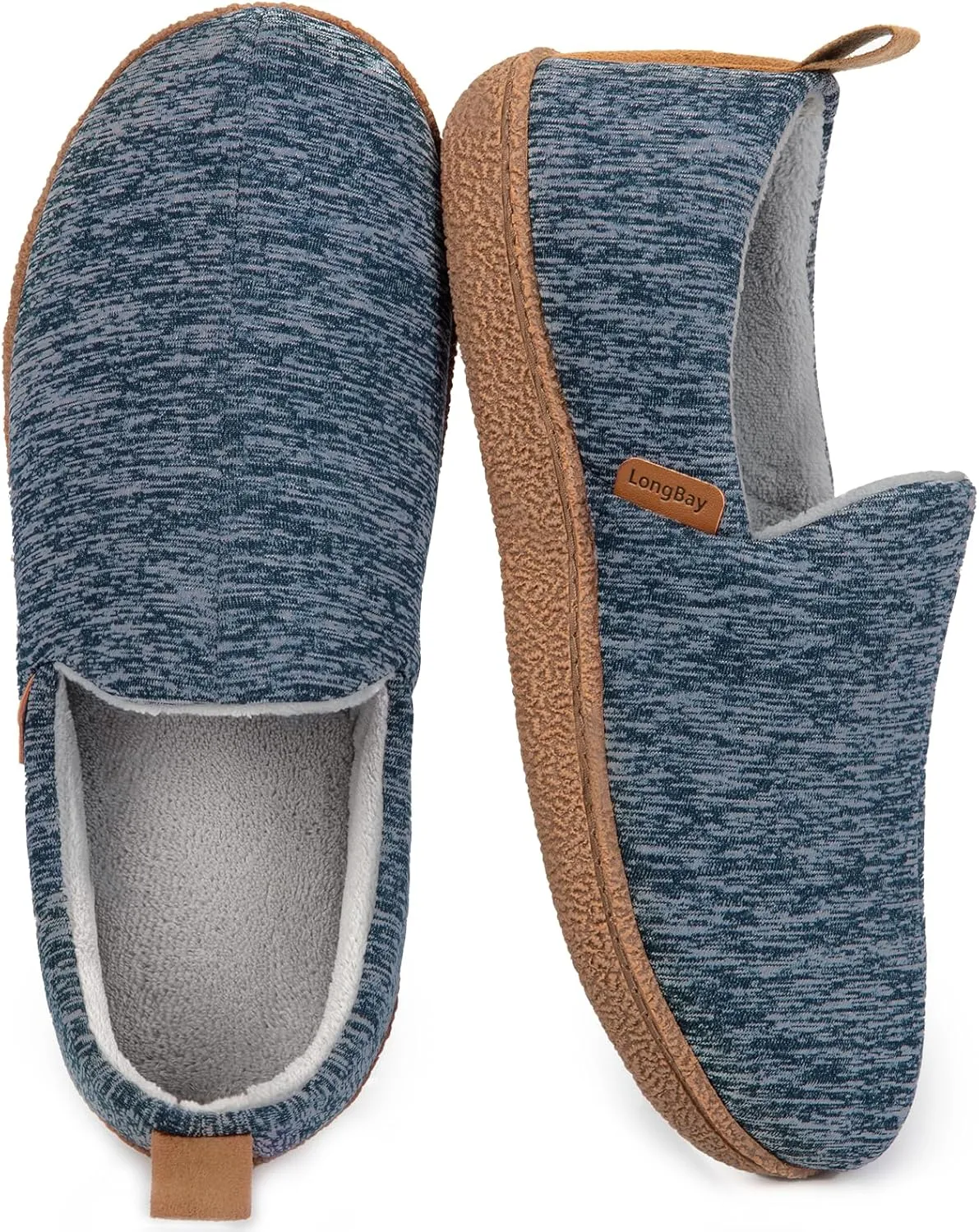LongBay Women's Memory Foam House Shoes Cozy Brushed Jersey Slippers for Indoor Outdoor