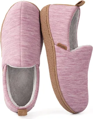 LongBay Women's Memory Foam House Shoes Cozy Brushed Jersey Slippers for Indoor Outdoor
