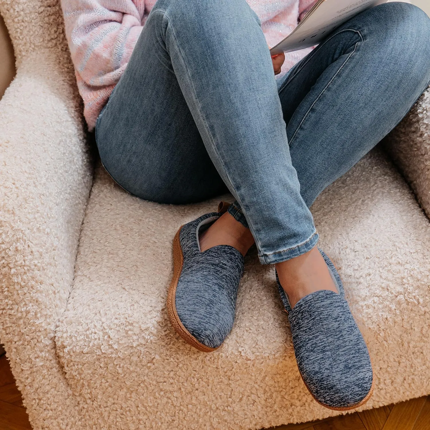 LongBay Women's Memory Foam House Shoes Cozy Brushed Jersey Slippers for Indoor Outdoor