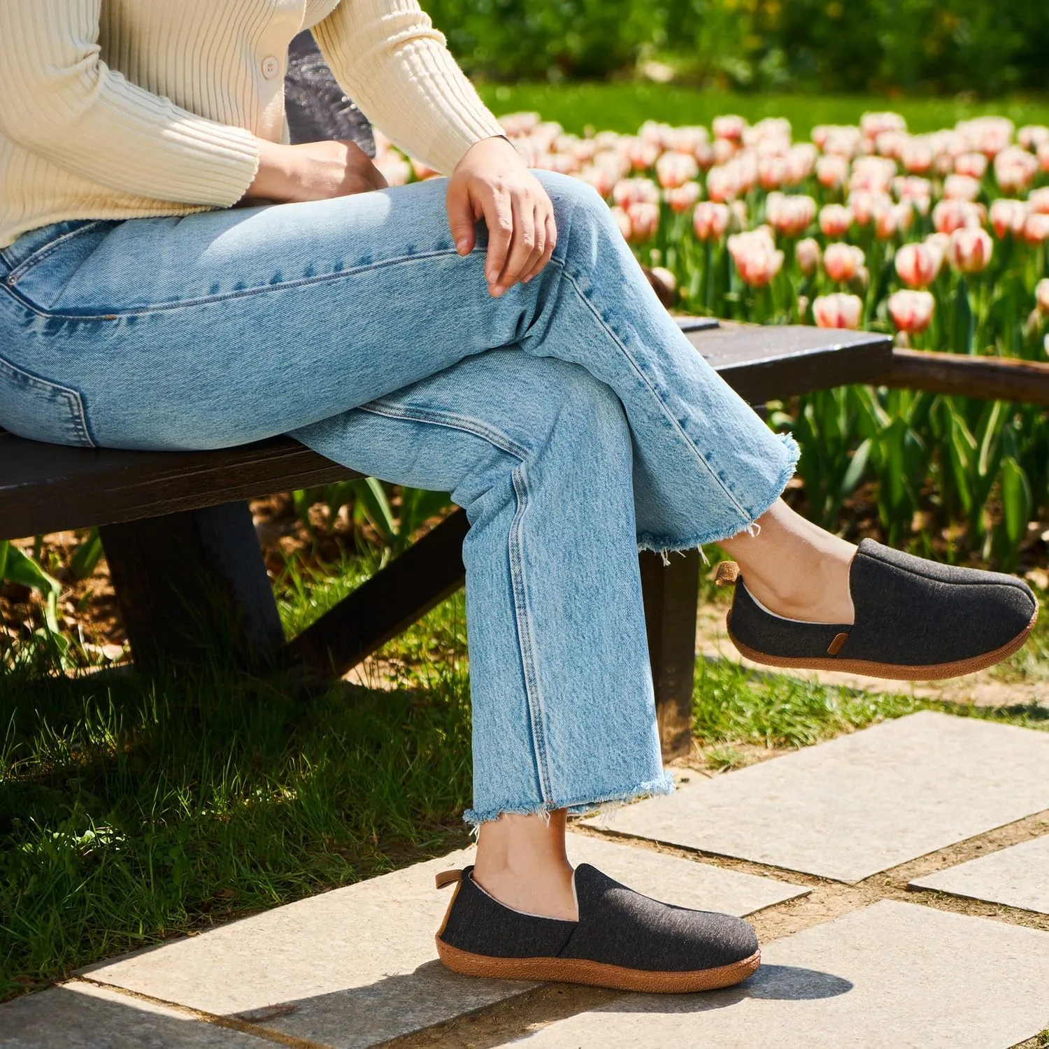 LongBay Women's Memory Foam House Shoes Cozy Brushed Jersey Slippers for Indoor Outdoor