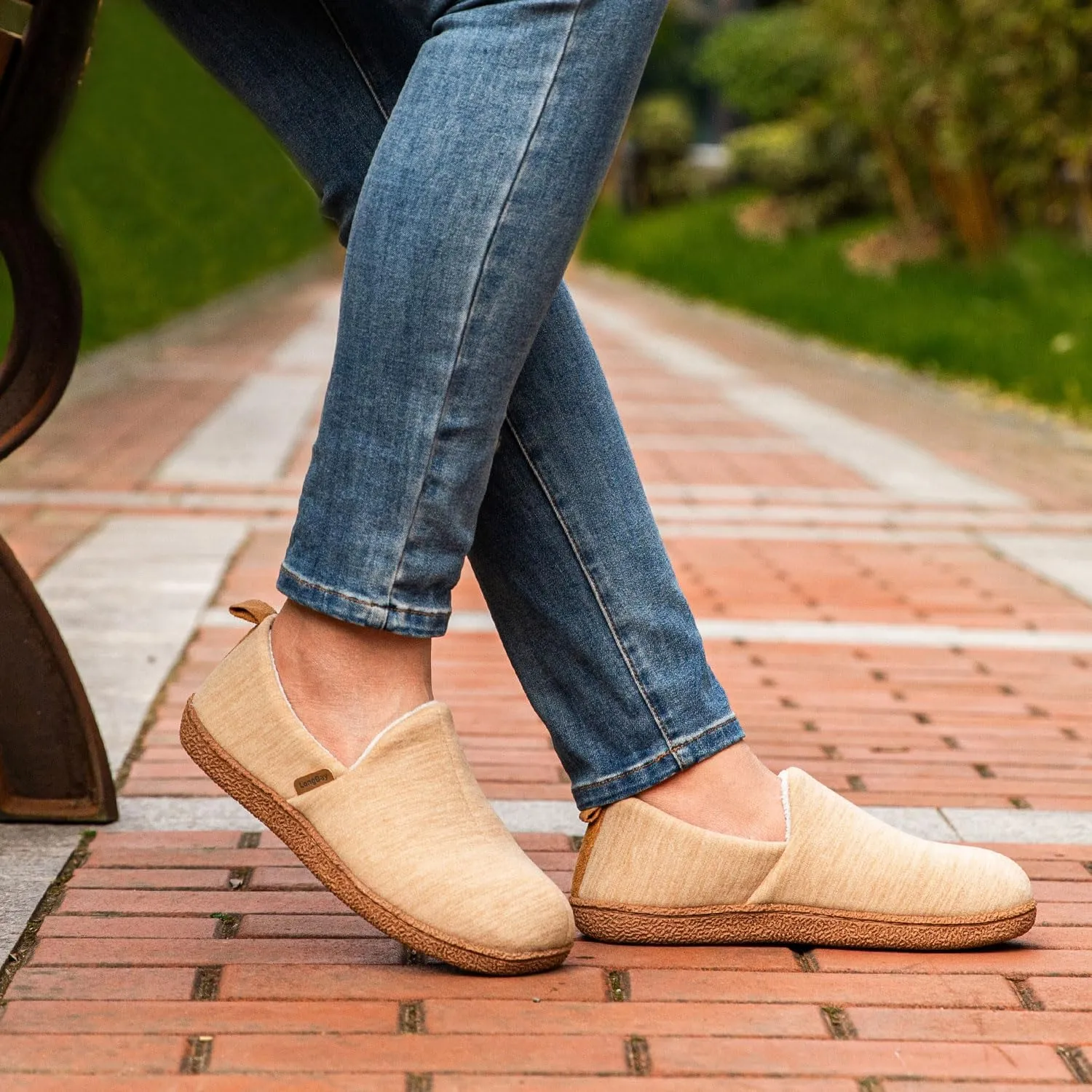 LongBay Women's Memory Foam House Shoes Cozy Brushed Jersey Slippers for Indoor Outdoor