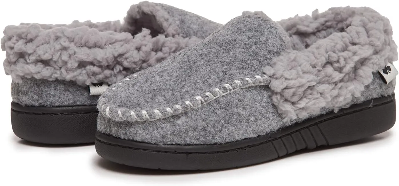Lucky Brand Boy's Faux Wool A-line House Shoes for Kids, Memory Foam Slippers