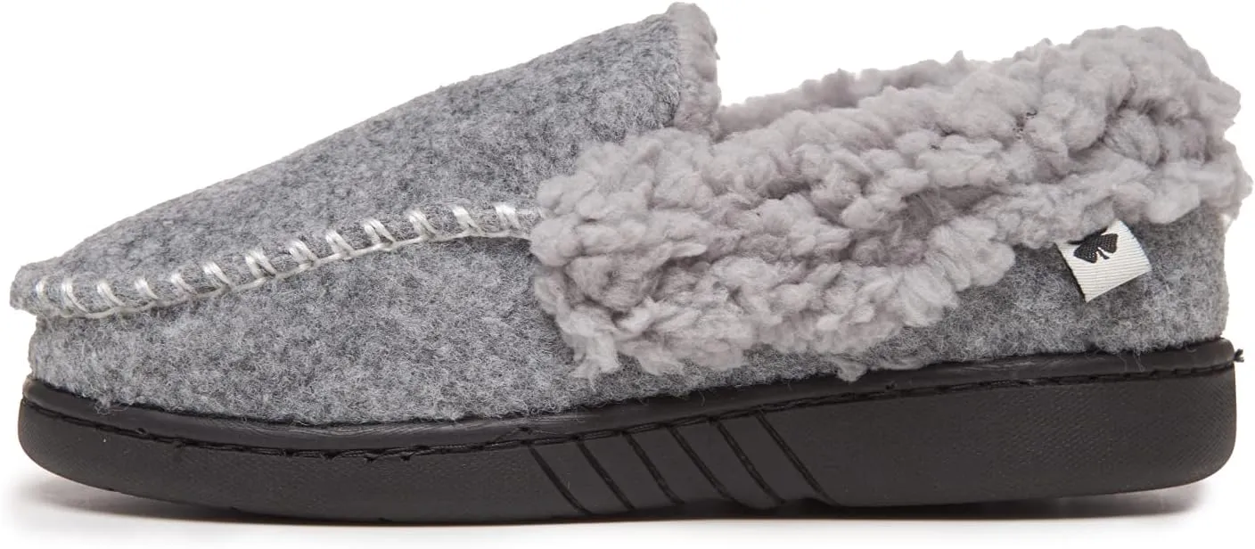 Lucky Brand Boy's Faux Wool A-line House Shoes for Kids, Memory Foam Slippers