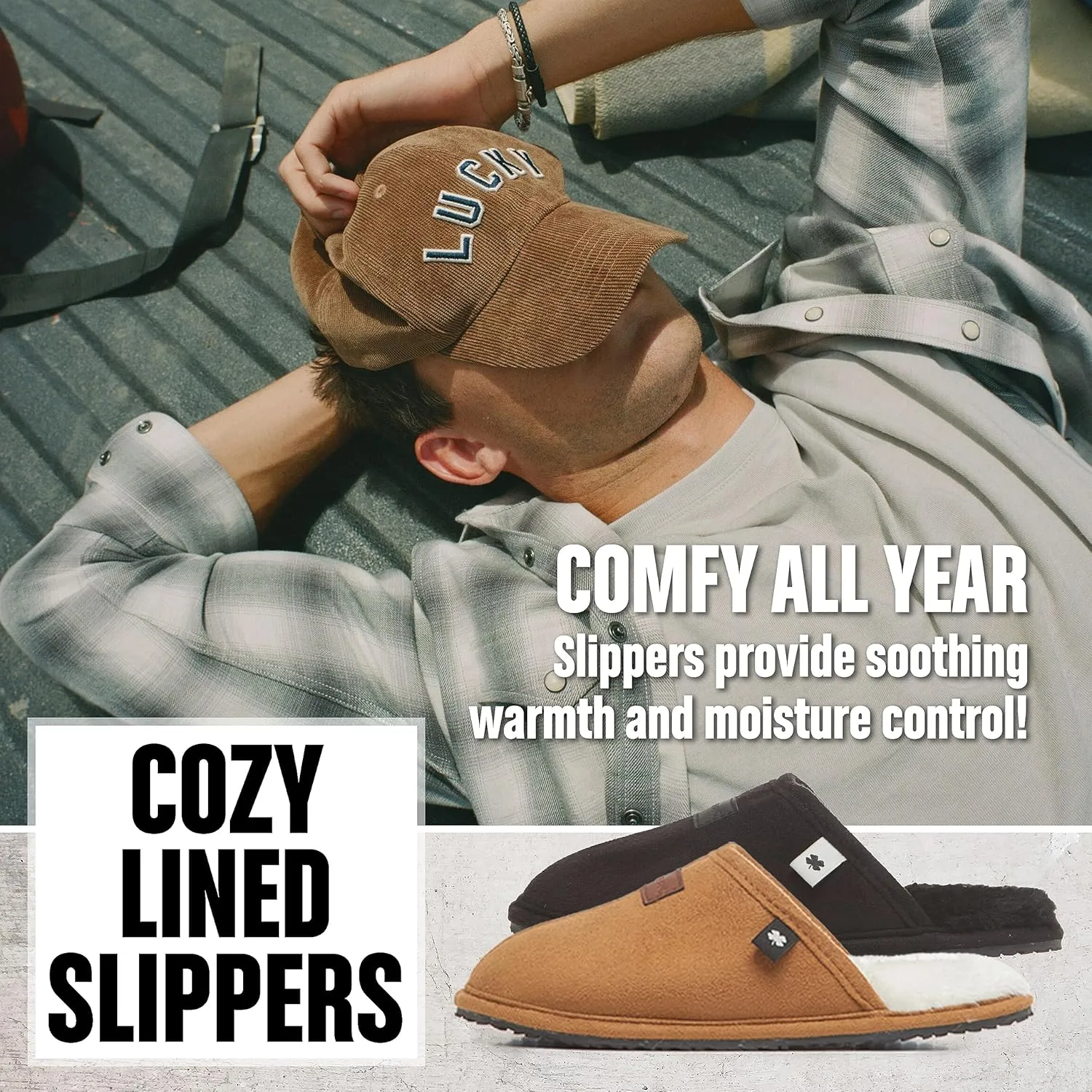 Lucky Brand Boy's Micro-Suede Scuff Slippers, Kids House Shoes with Plush Lining