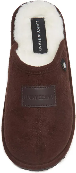 Lucky Brand Boy's Micro-Suede Scuff Slippers, Kids House Shoes with Plush Lining