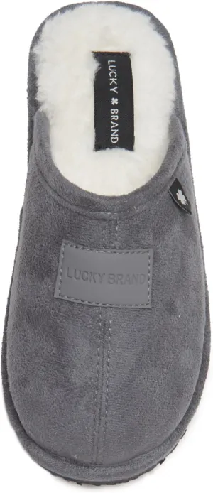 Lucky Brand Boy's Micro-Suede Scuff Slippers, Kids House Shoes with Plush Lining