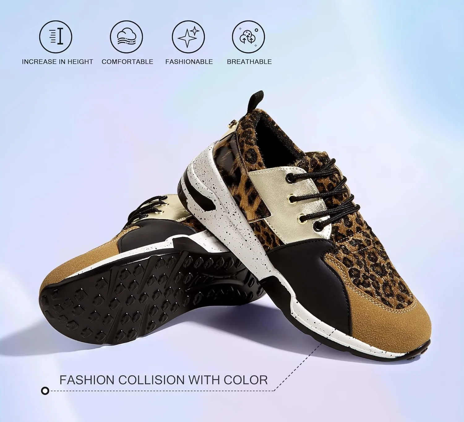 LUCKY STEP Women's High Heel Wedge Sneakers Fashion Cliff Platform Retro Lace Up Casual Shoes