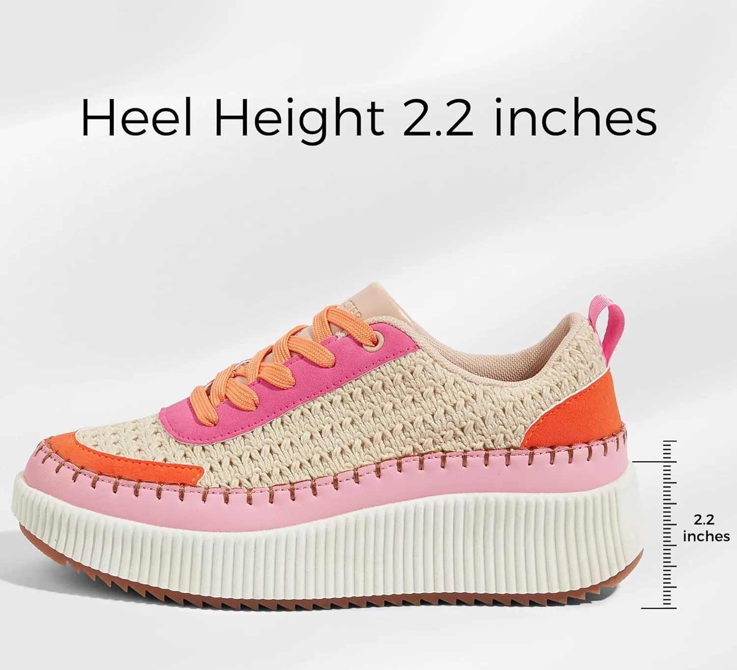 LUCKY STEP Women's Platform Sneakers Rhinestone Fashion Chunky Casual Sparkly Retro Braided Walking Shoes