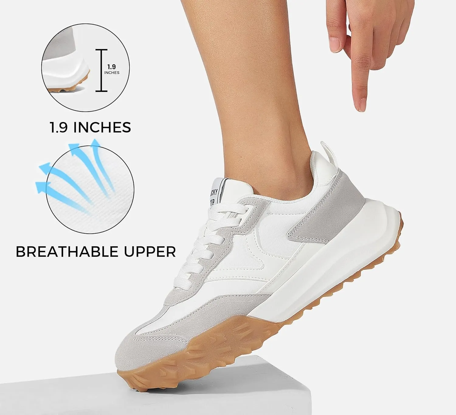 LUCKY STEP Women's Platform Tennis Walking Shoe Retro Chunky Casual Breathable Durable Deluxe Fashion Skate Sneaker