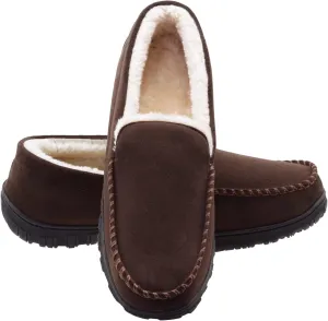 Lulex Moccasins for Men House Slippers Indoor Outdoor Plush Mens Bedroom Shoes with Hard Sole