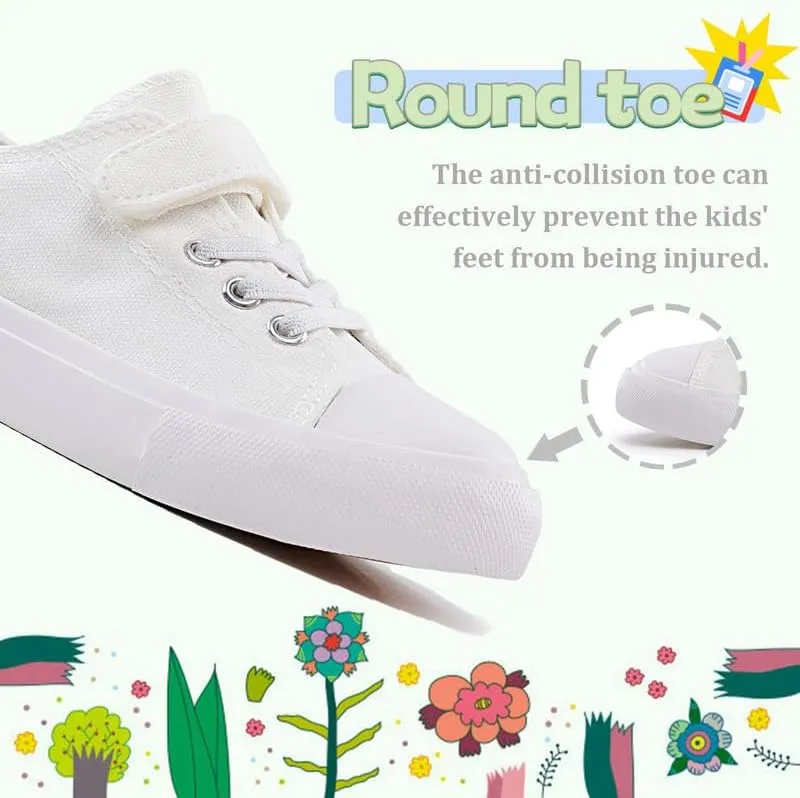 LUMUBBY Kid Shoes for Boys Girls Toddler Little Kid Canvas Low Top Sneakers Classic Adjustable Strap Lace up Shoes for Kids Breathable Lightweight