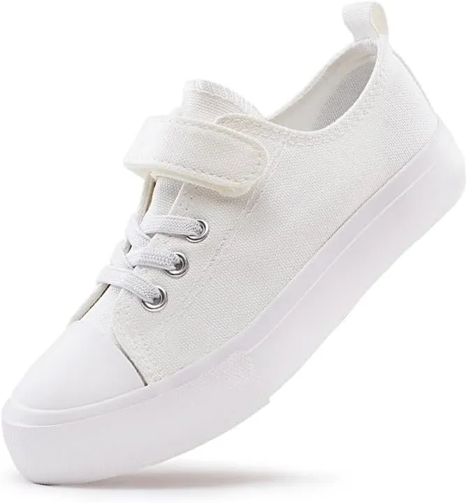 LUMUBBY Kid Shoes for Boys Girls Toddler Little Kid Canvas Low Top Sneakers Classic Adjustable Strap Lace up Shoes for Kids Breathable Lightweight