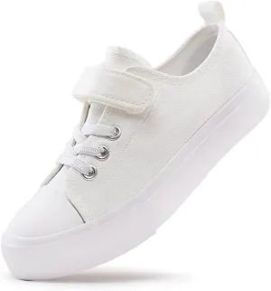 LUMUBBY Kid Shoes for Boys Girls Toddler Little Kid Canvas Low Top Sneakers Classic Adjustable Strap Lace up Shoes for Kids Breathable Lightweight