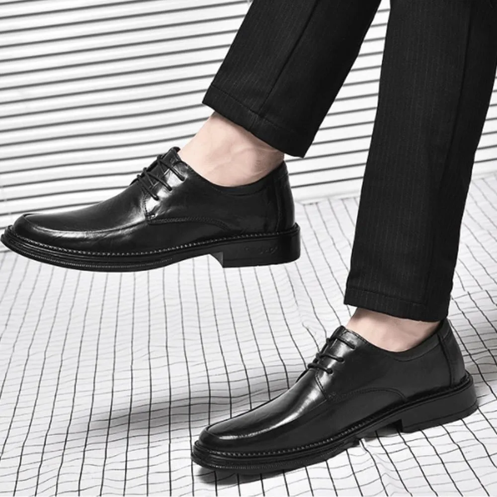 Luxury Men's Lace-up Brogue Wingtip Oxford Classic Business Formal Shoes Black All-Match Casual Leather Shoes