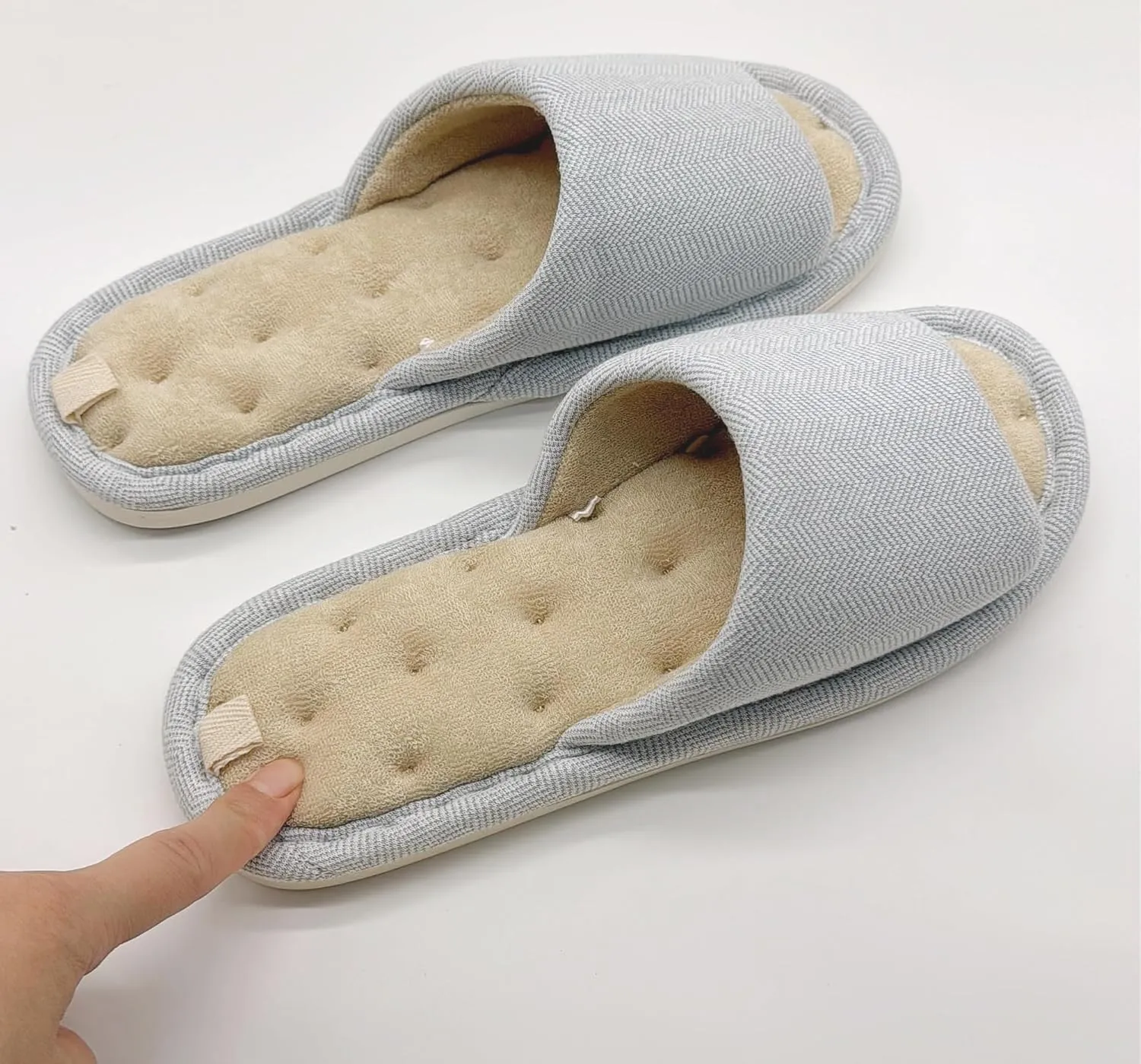 MAGILONA Women House Slippers Mens Bedroom Indoor Shoes Fall Memory Foam Open-Toe Home Shoes Slid Flax Soft Non-Slip Shoes