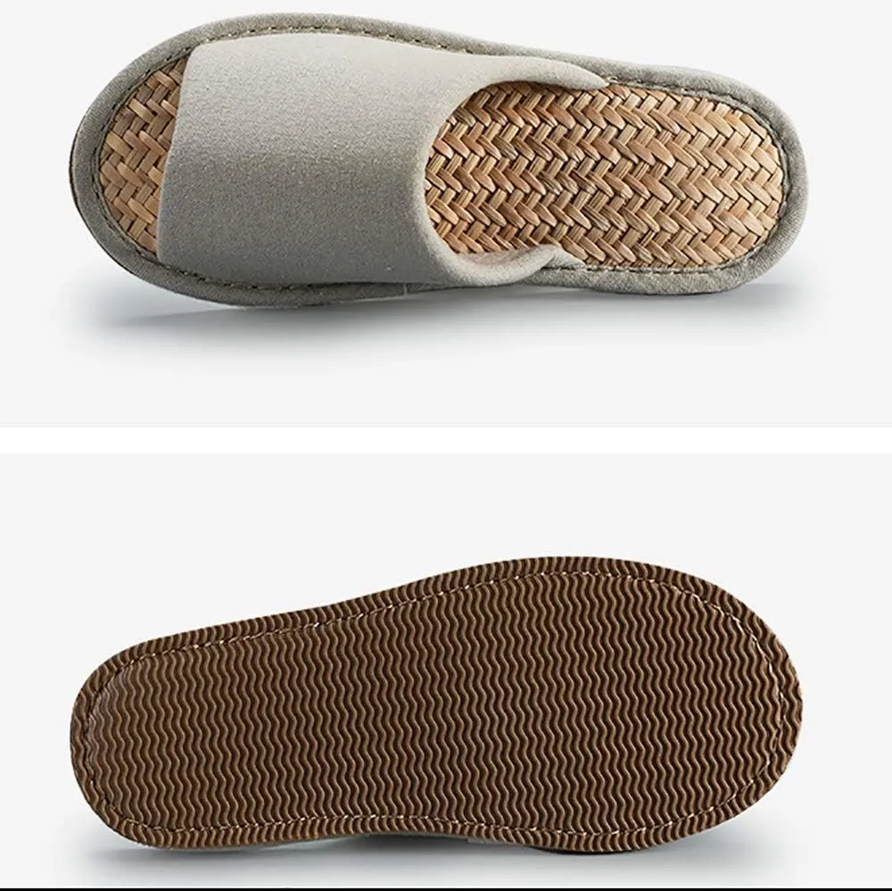 MAGILONA Women Mens Unisex Washable Cotton Open-Toe Home Slippers Indoor Shoes Casual Flax Soft Non-Slip Sole Shoes