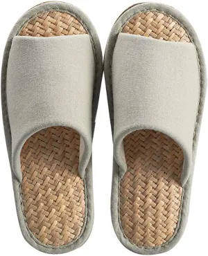 MAGILONA Women Mens Unisex Washable Cotton Open-Toe Home Slippers Indoor Shoes Casual Flax Soft Non-Slip Sole Shoes
