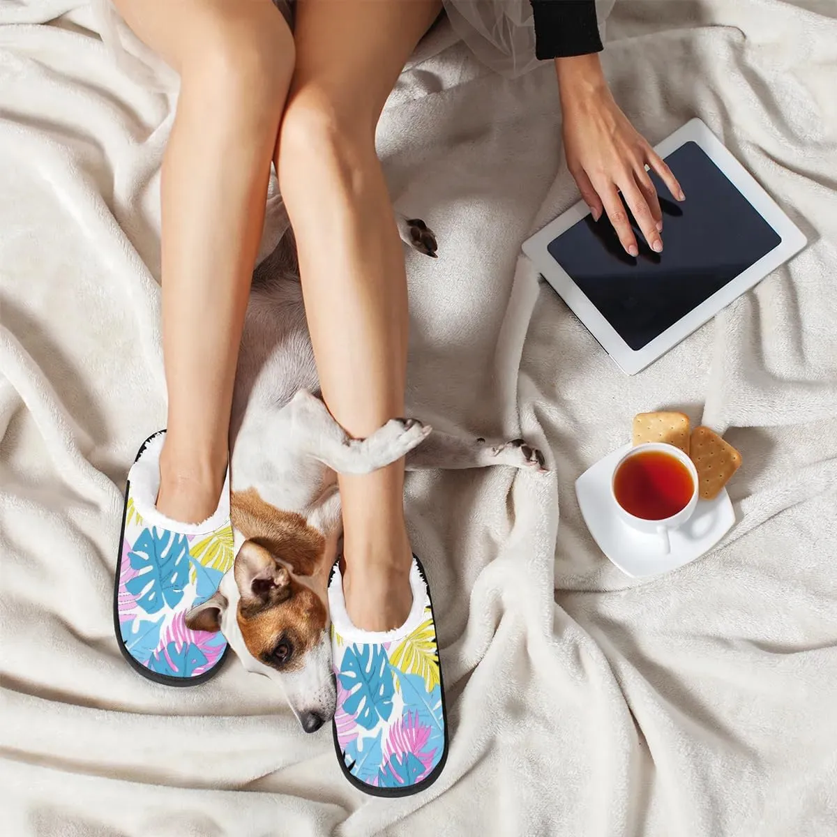 Maple Leaves Rustic Slippers for Women Soft Non-Slip Indoor Slippers Home Slippers