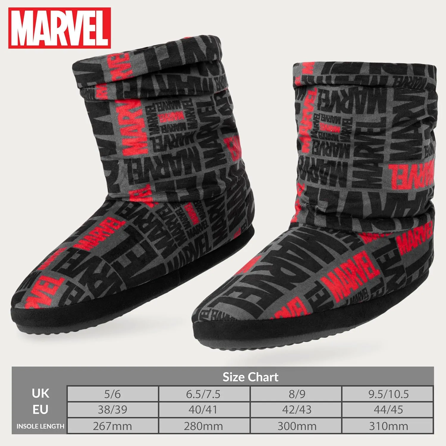 Marvel Men's Slippers Plush Indoor House Shoes Warm Boot Slippers Men Teenagers Size 5-10 Non Slip Sole - Gifts for Him