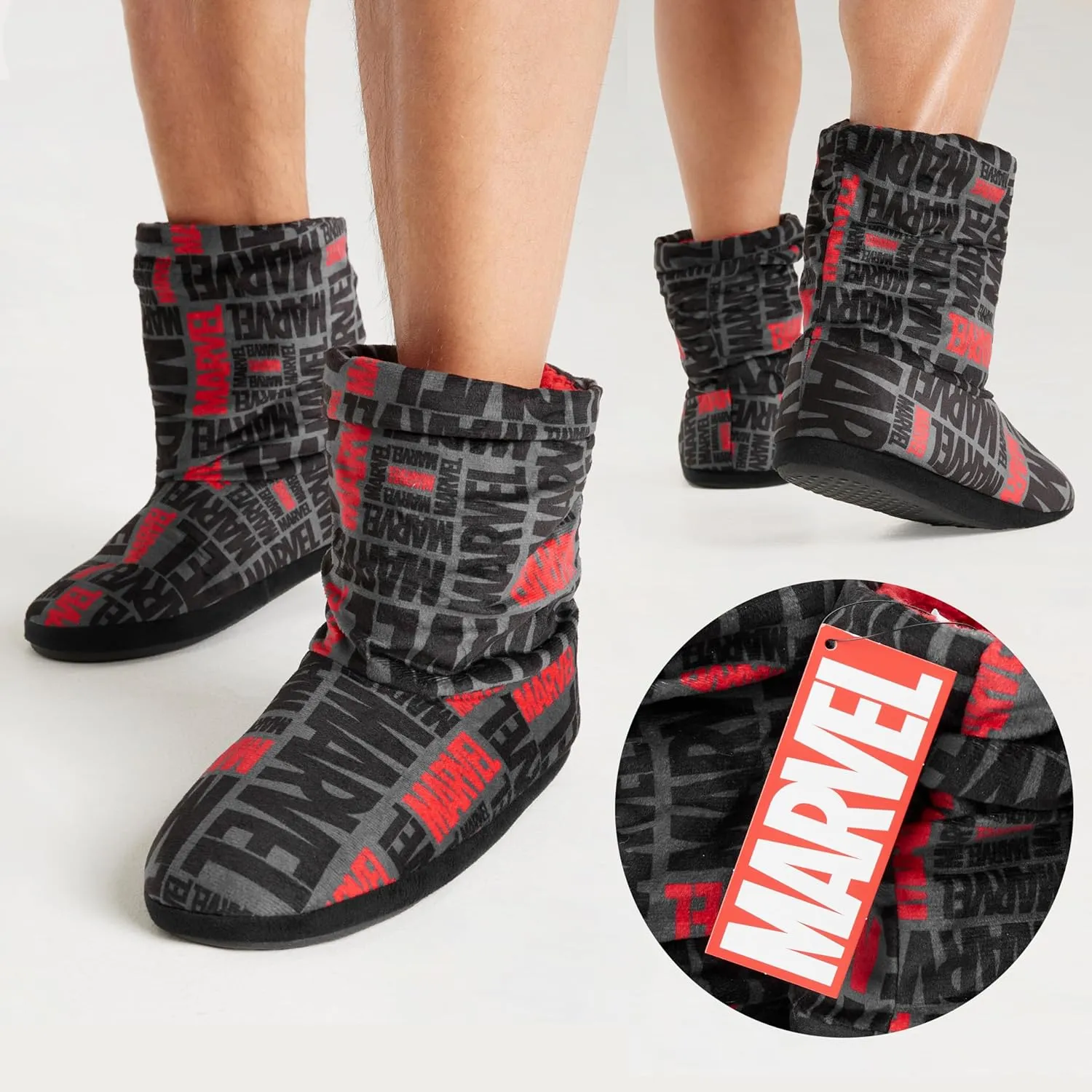 Marvel Men's Slippers Plush Indoor House Shoes Warm Boot Slippers Men Teenagers Size 5-10 Non Slip Sole - Gifts for Him