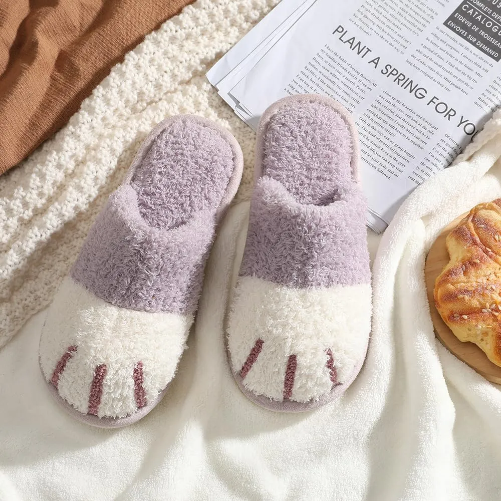 MAXTOP Women's Cat Paw Cozy Slippers Warm Gifts for Women Men with Memory Foam Trendy Cute Fuzzy Winter House Shoes Indoor Outdoor