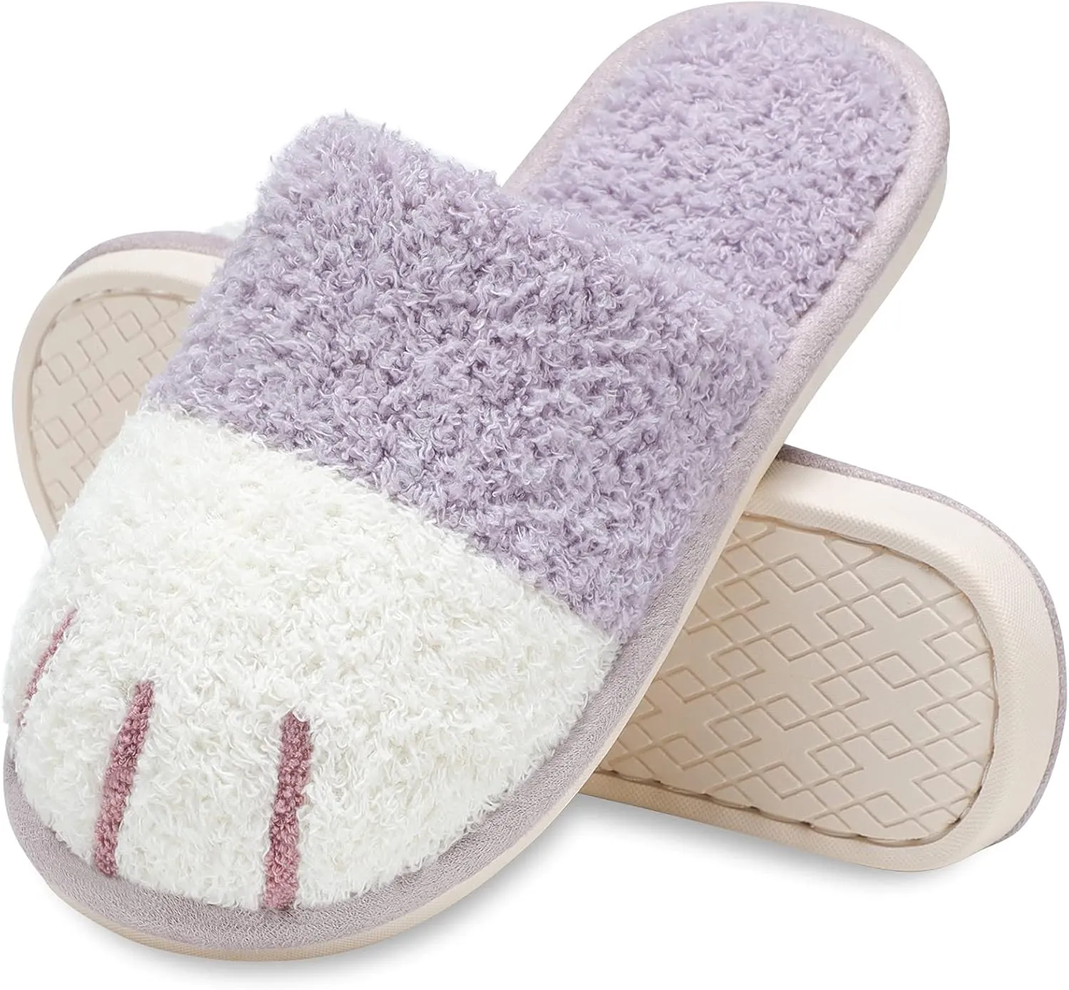 MAXTOP Women's Cat Paw Cozy Slippers Warm Gifts for Women Men with Memory Foam Trendy Cute Fuzzy Winter House Shoes Indoor Outdoor