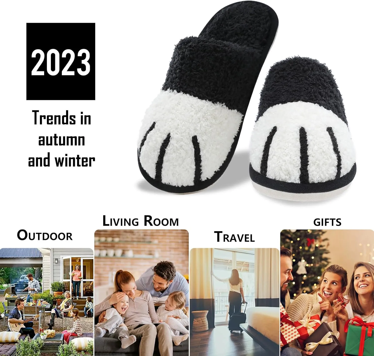 MAXTOP Women's Cat Paw Cozy Slippers Warm Gifts for Women Men with Memory Foam Trendy Cute Fuzzy Winter House Shoes Indoor Outdoor