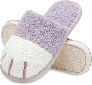 MAXTOP Women's Cat Paw Cozy Slippers Warm Gifts for Women Men with Memory Foam Trendy Cute Fuzzy Winter House Shoes Indoor Outdoor
