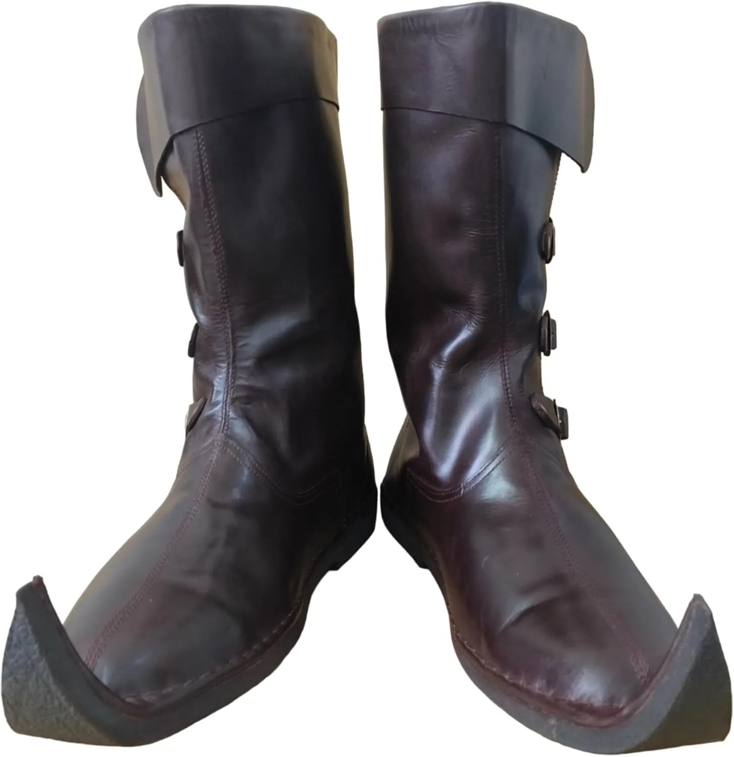 Medieval Leather Boots | 3 Buckle Boots | Forest Stage Pirate Shoes | Robin Hood Leather Shoe | Renaissance Fest Paladin Viking Costume Boot