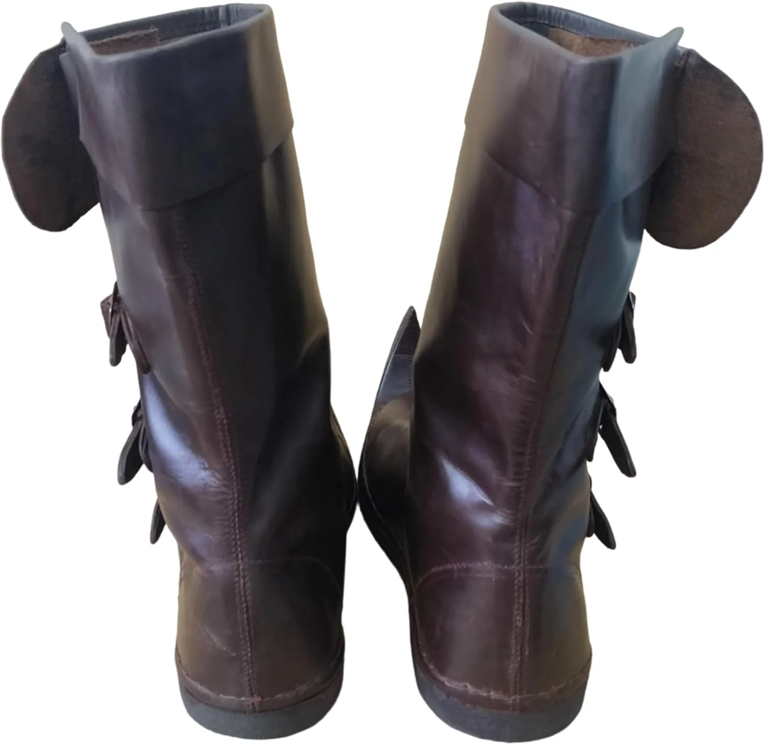 Medieval Leather Boots | 3 Buckle Boots | Forest Stage Pirate Shoes | Robin Hood Leather Shoe | Renaissance Fest Paladin Viking Costume Boot