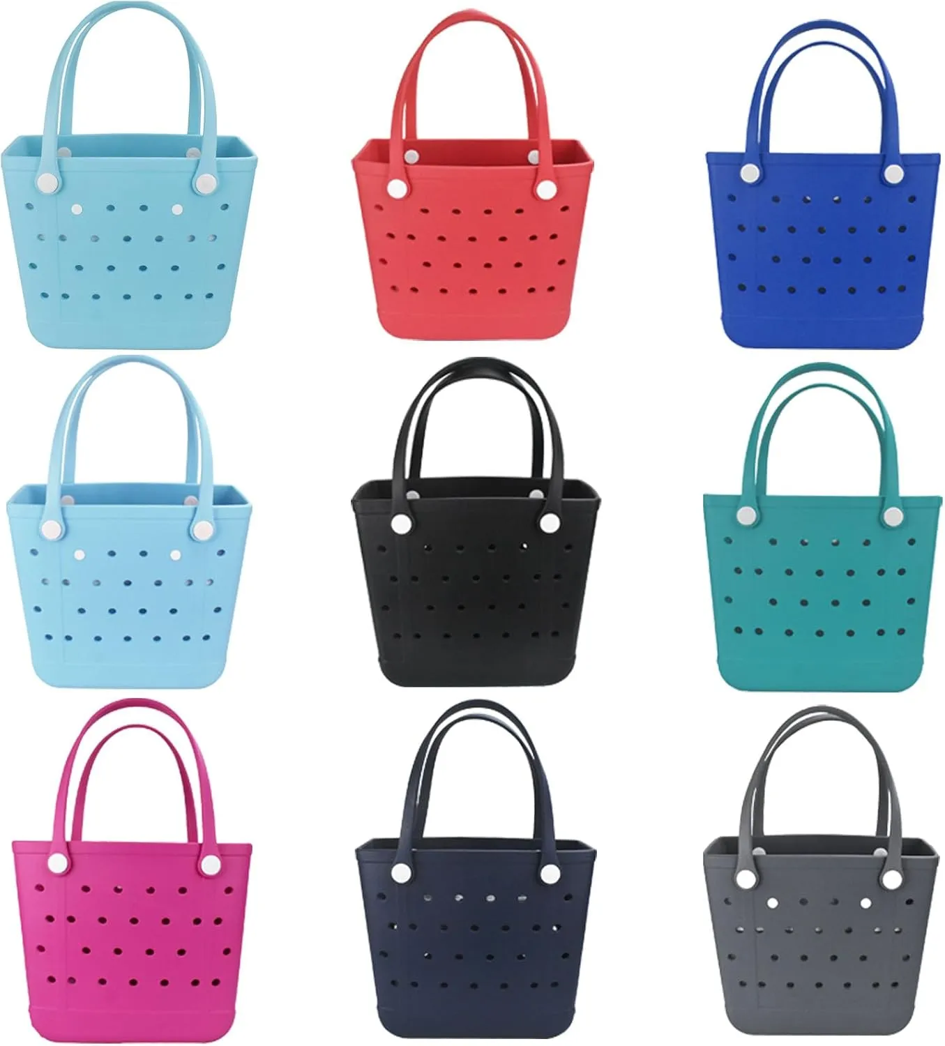Medium Beach Bag, Waterproof Rubber Beach Bag, Washable Open Tote Bag Durable Tote Travel Bags for Outdoor Sport