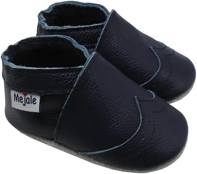 Mejale Baby Shoes Soft Sole Leather Crawling Moccasins Infant Toddler Crib Slippers