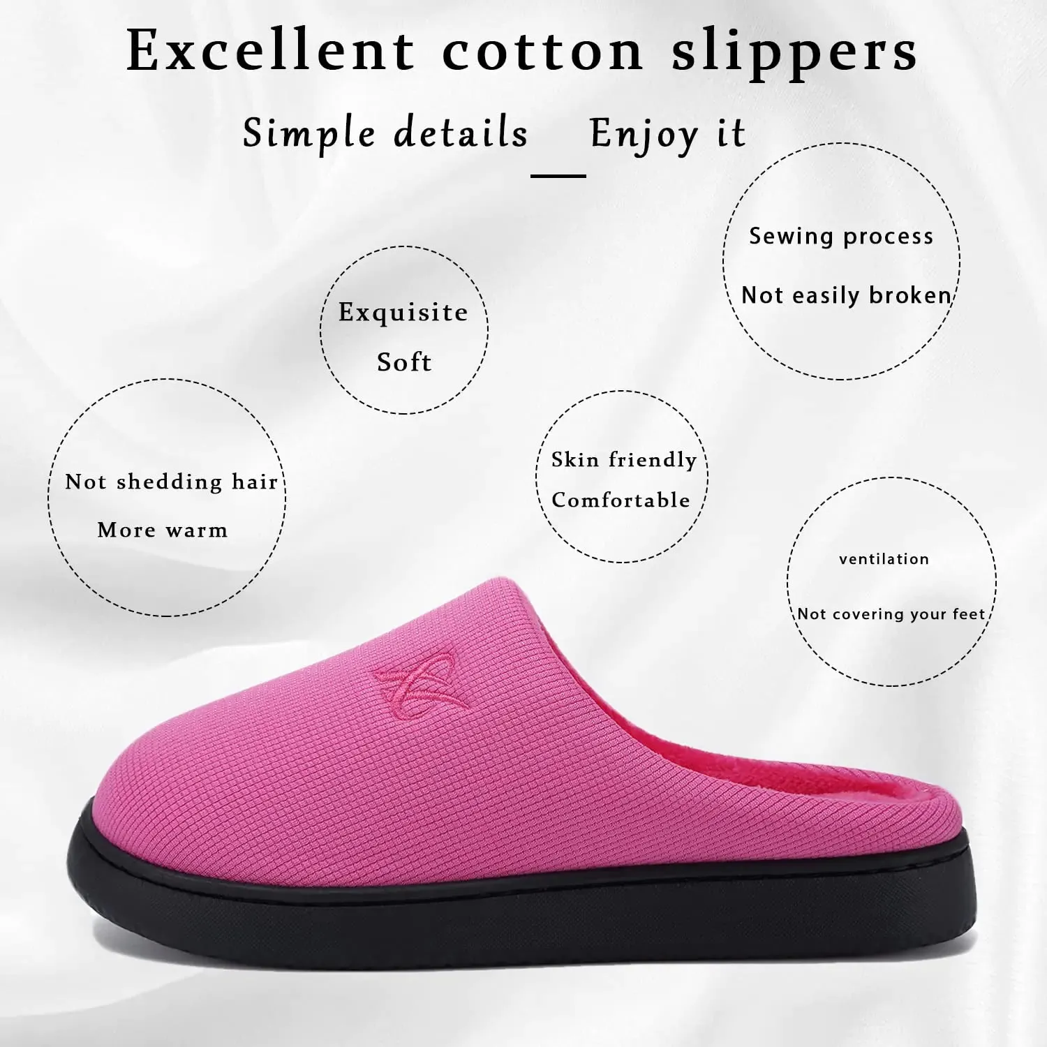 Memory Foam Slippers for Women's and Men's Casual House Shoes 9-10 Women/7-8 Men Rose Red