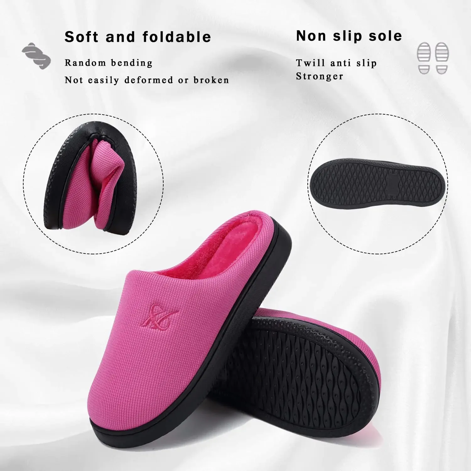 Memory Foam Slippers for Women's and Men's Casual House Shoes 9-10 Women/7-8 Men Rose Red