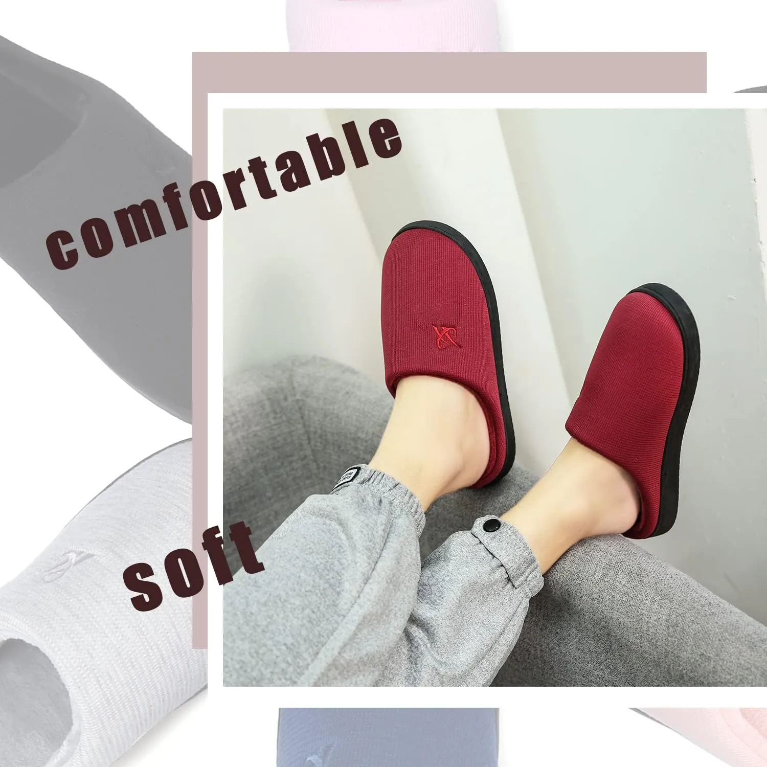 Memory Foam Slippers for Women's and Men's Casual House Shoes