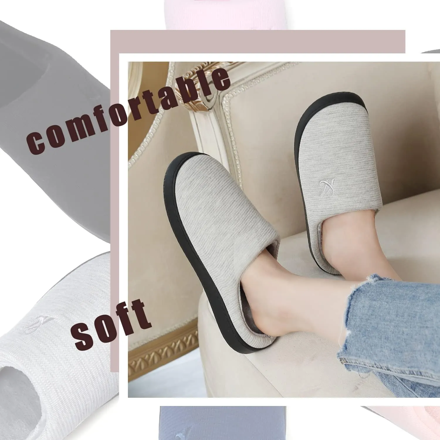 Memory Foam Slippers for Women's and Men's Casual House Shoes