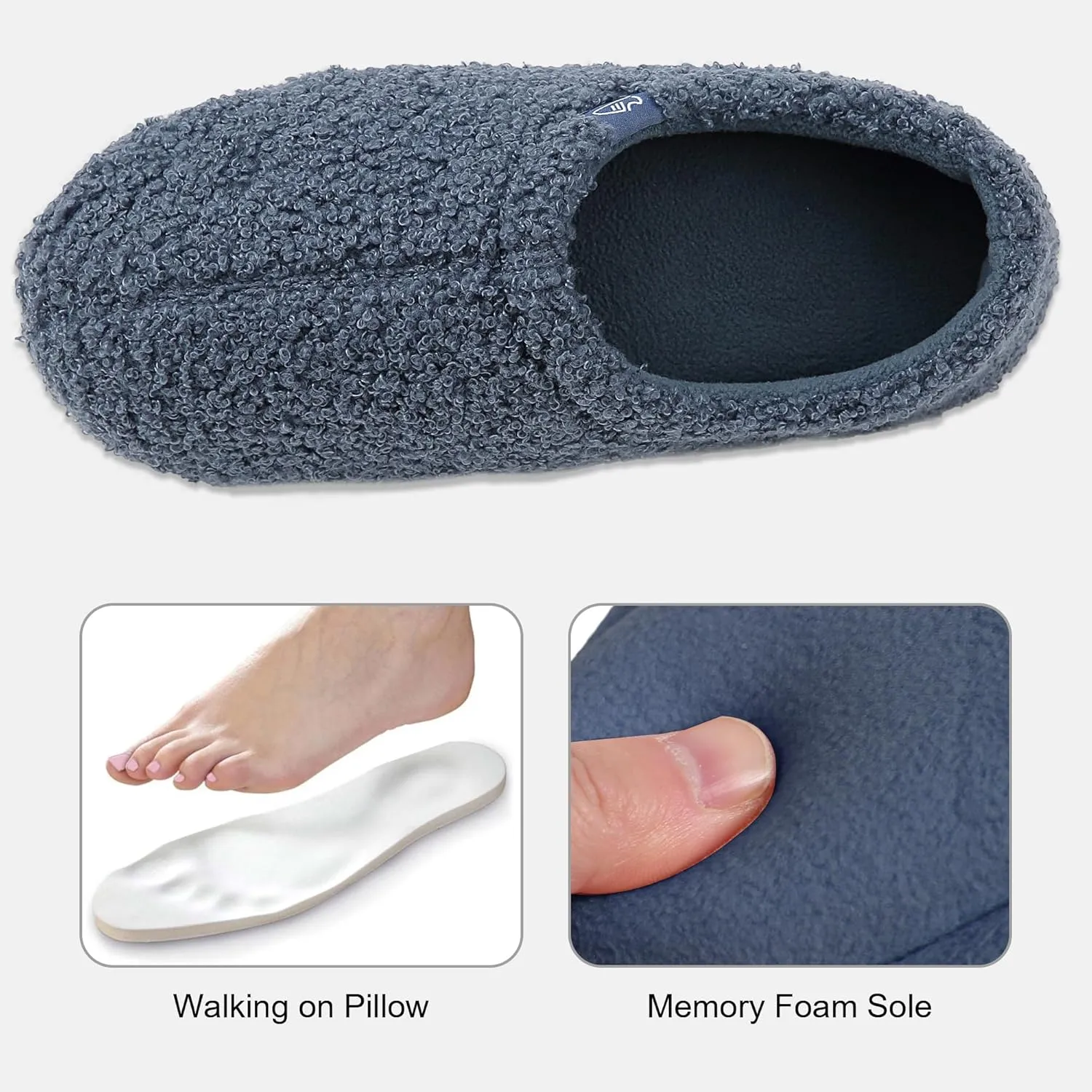 Memory Foam Slippers Indoor Women's Curly Fleece Home Shoes Soft Warm House Slippers