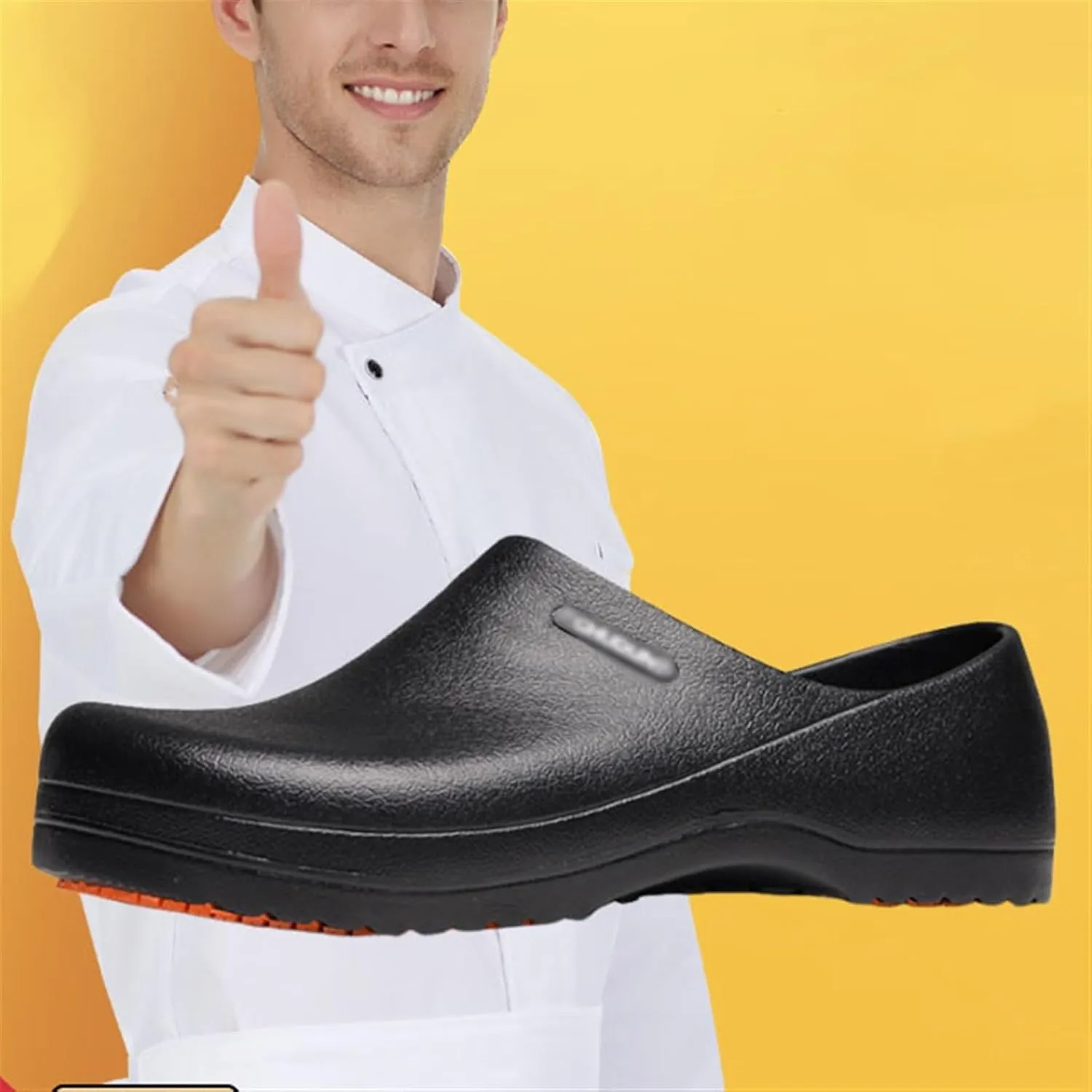Men Chef Shoes Professional, Mens Non Slip Oil Proof Water Resistant Slip-On Chef Shoes, Wide Arch Suppor, Lightweight Comfort Breathable Garden Work Clog, for Kitchen, Office, Seaside