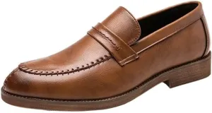 Men Formal Oxford Shoes Vegan Leather Fashion Slip-on Business Working Office Loafers Anti-Slip Rubber Sole Shoe