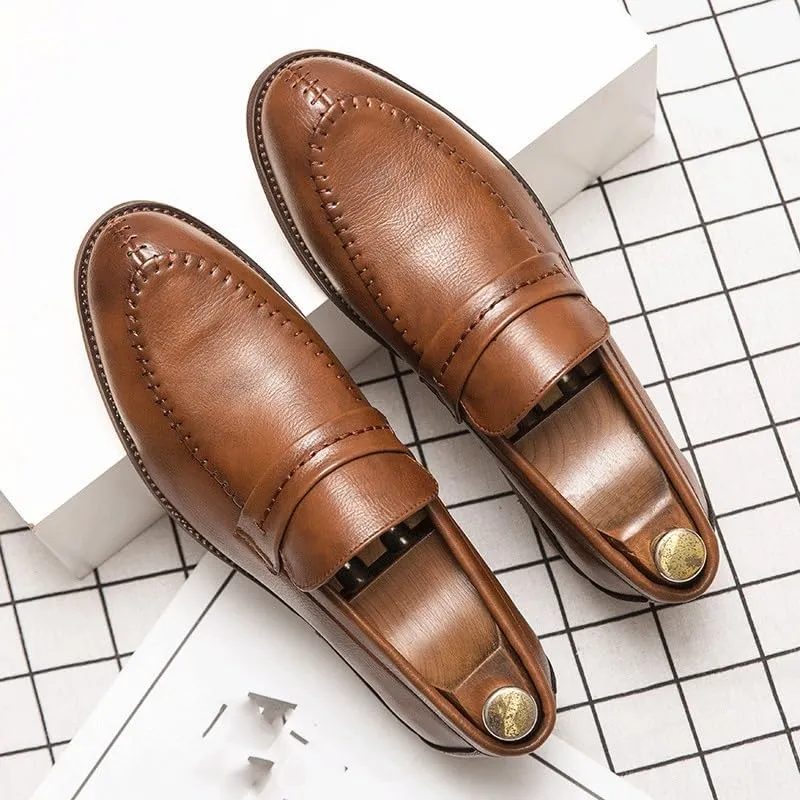 Men Formal Oxford Shoes Vegan Leather Fashion Slip-on Business Working Office Loafers Anti-Slip Rubber Sole Shoe
