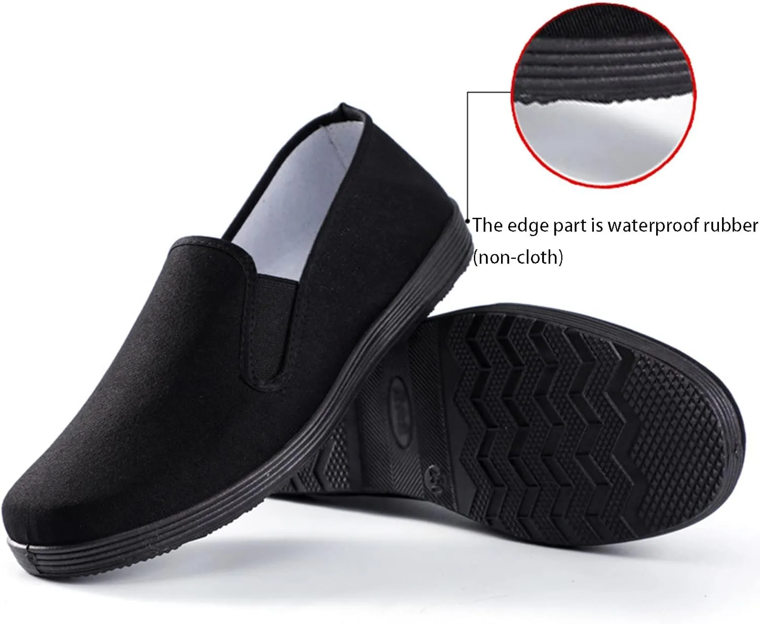 Men Old Beijing Shoes, Slip-On Chinese Kung Fu Canvas Martial Arts Tai Chi Rubber Old Beijing Shoes, Comfortable Non Slip Traditional Canvas, for Tai Chi, Kung Fu, Martial Arts, Leisure