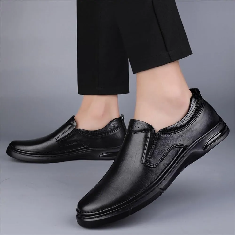 Men Vegan Leather Oxford Dress Shoes Lace Up Apron Toe Formal Anti Slip Rubber Sole Low Top Wedding Comfortable