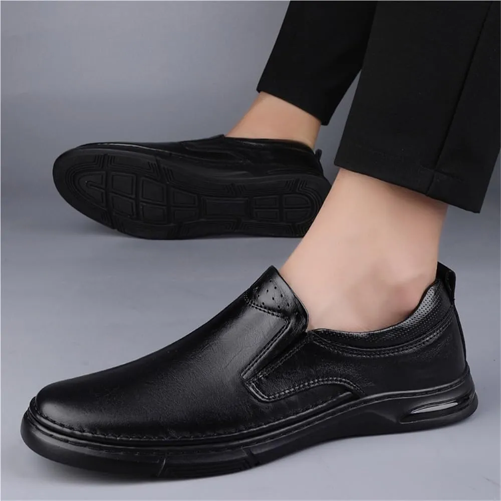 Men Vegan Leather Oxford Dress Shoes Lace Up Apron Toe Formal Anti Slip Rubber Sole Low Top Wedding Comfortable