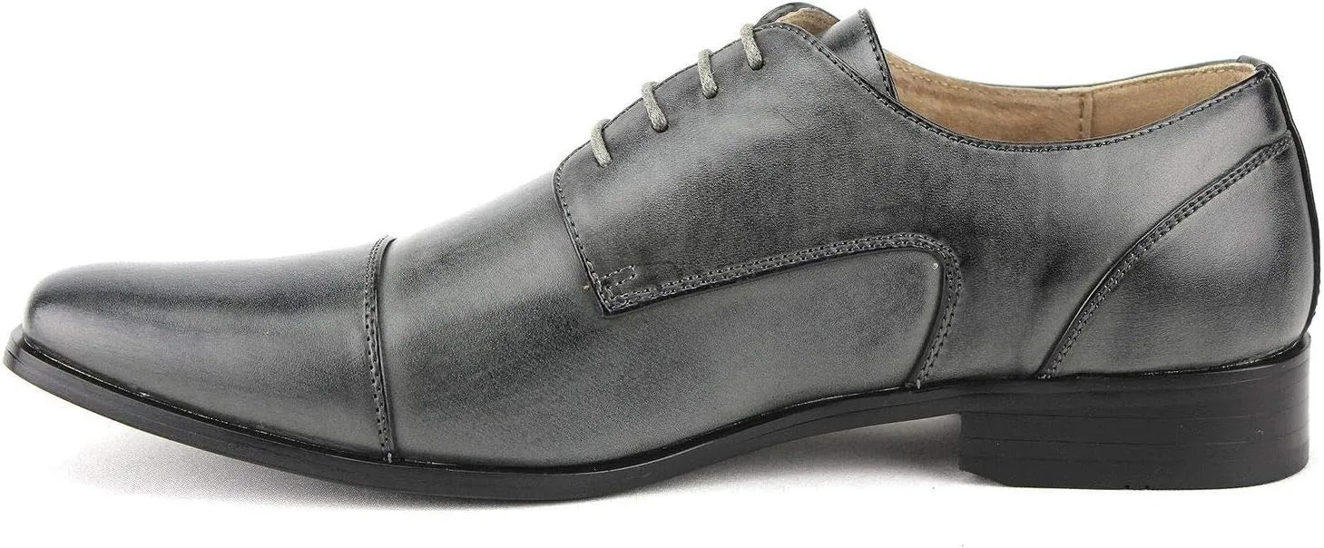 Men's 37686 Cap Toe Hand Burnished Lace Up Dress Shoes Oxfords