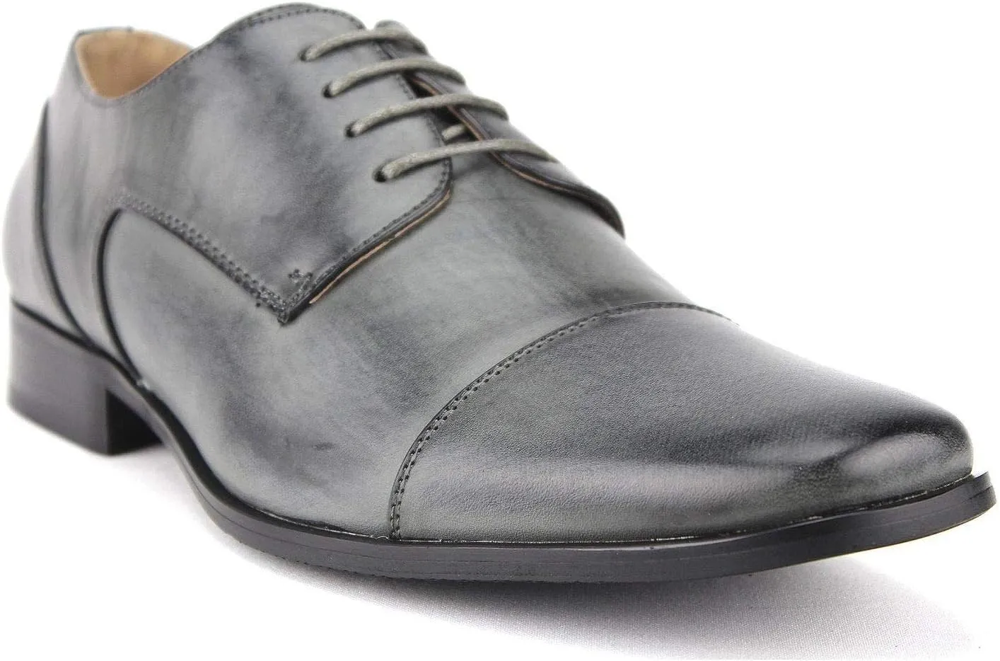 Men's 37686 Cap Toe Hand Burnished Lace Up Dress Shoes Oxfords