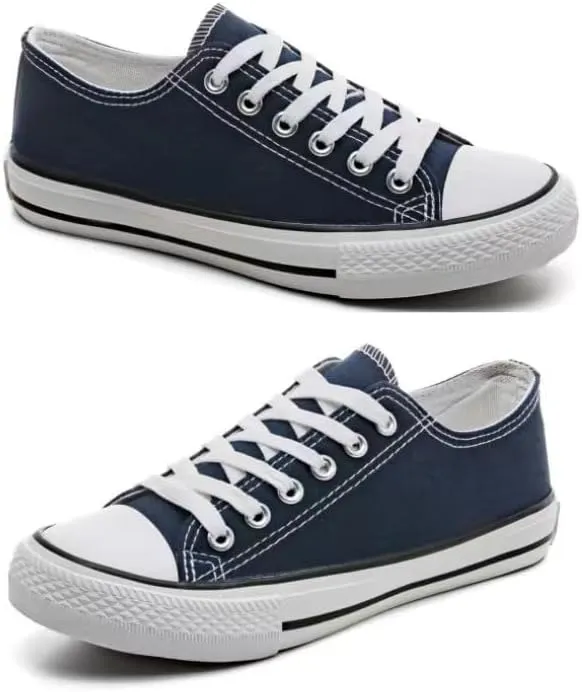 Men's and Women's Canvas Shoes Student Couple Low top Shoes Casual Large Size Vulcanized Plate Shoes (Navy Blue, Big Kid, Men, 8, Numeric Range, US Footwear Size System, 9.5, Medium)